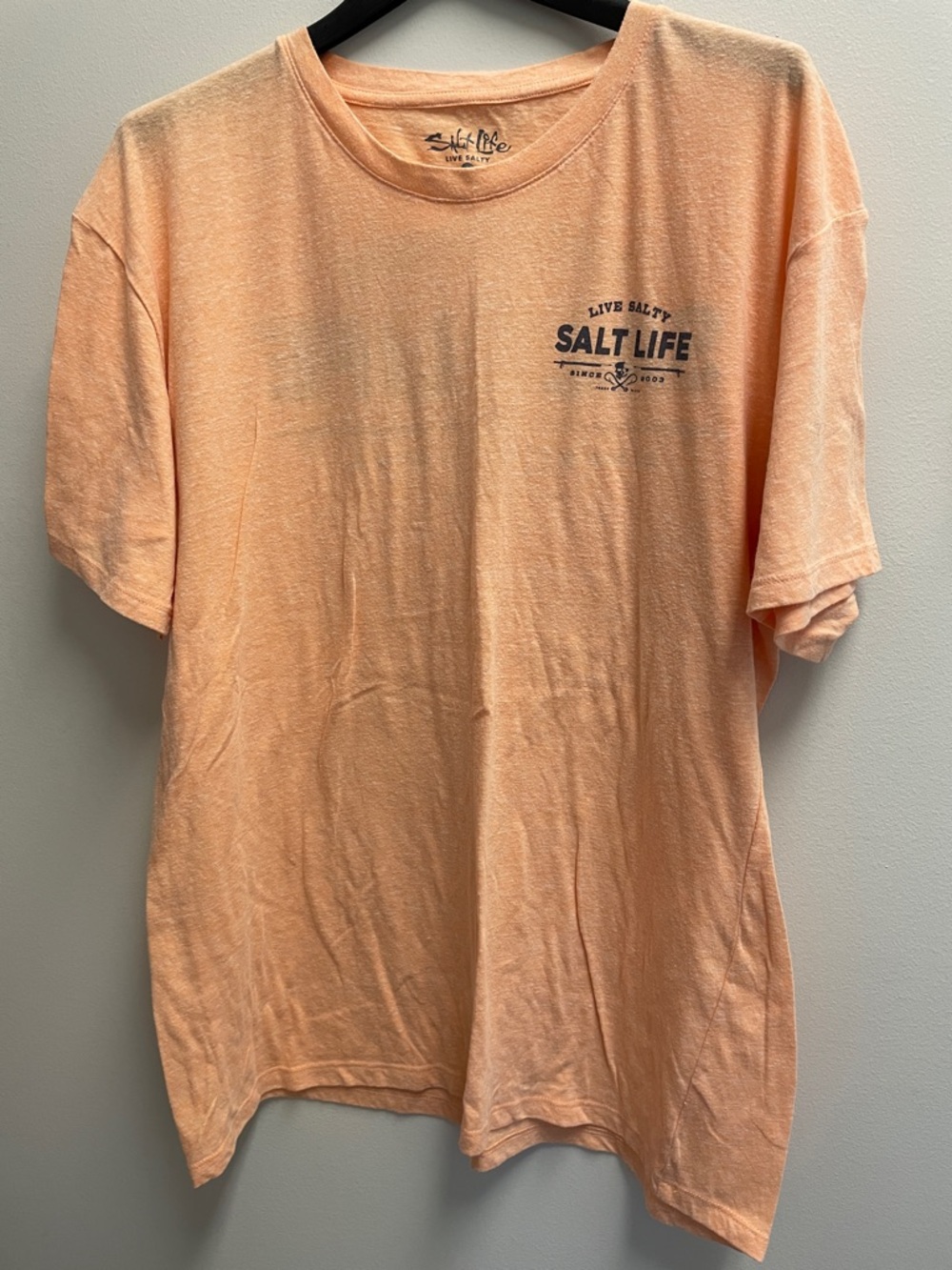 Salt Life Peach Crewneck Tee with Navy Logo